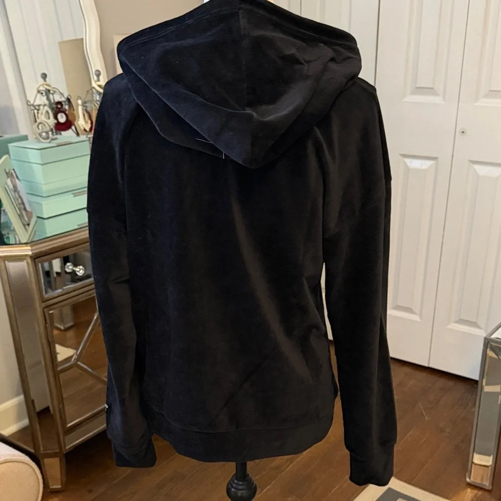 Bebe & Ciara Collab Black Stretch Micro Corduroy Zip-Up Hoodie NWT M